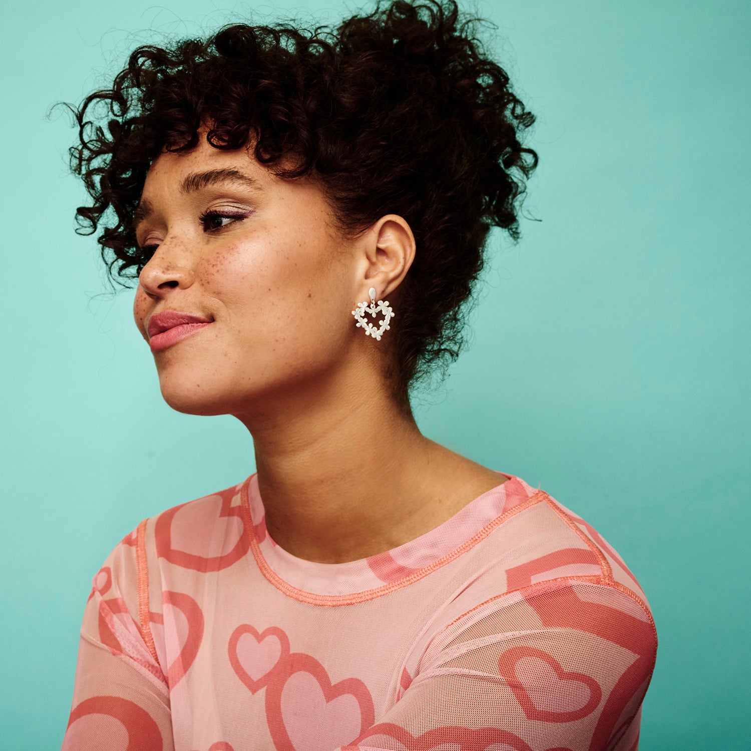 Mini Hearts In Flowers Earrings - Sterling Silver