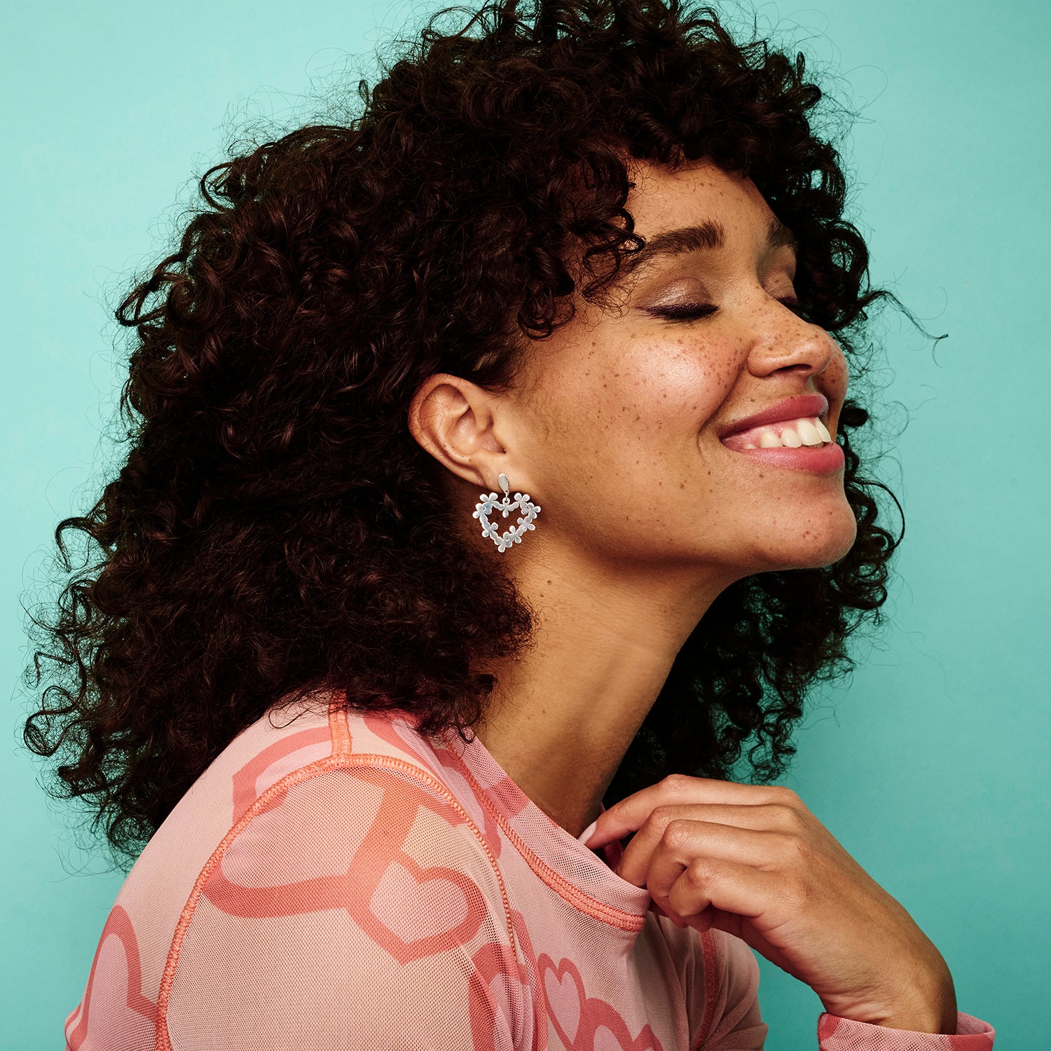 Mini Hearts In Flowers Earrings - Sterling Silver