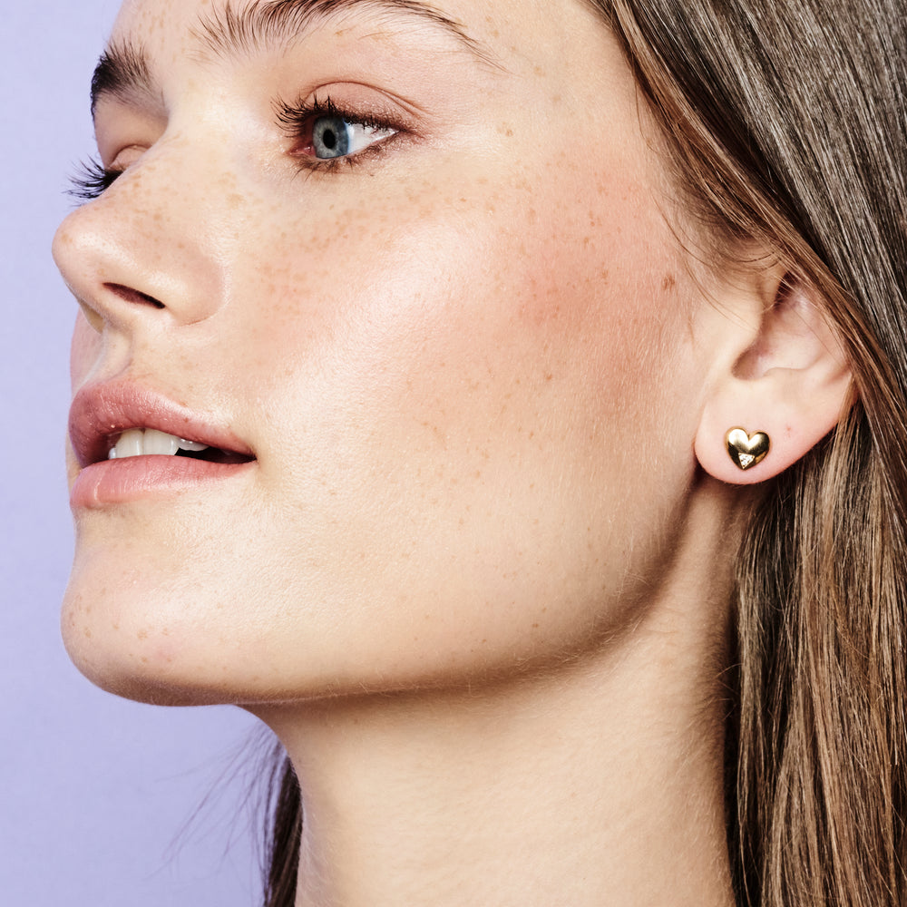 Art Deco Hearts Studs - Gold Vermeil & Cubic Zirconia