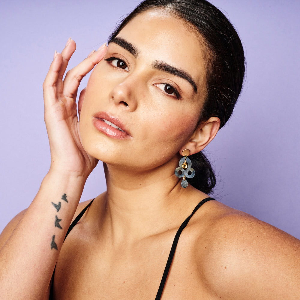 Mini Batik Earrings - Black Swirl