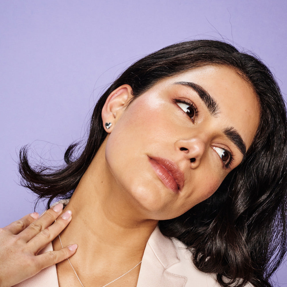 Art Deco Hearts Studs - Gold Vermeil & Cubic Zirconia