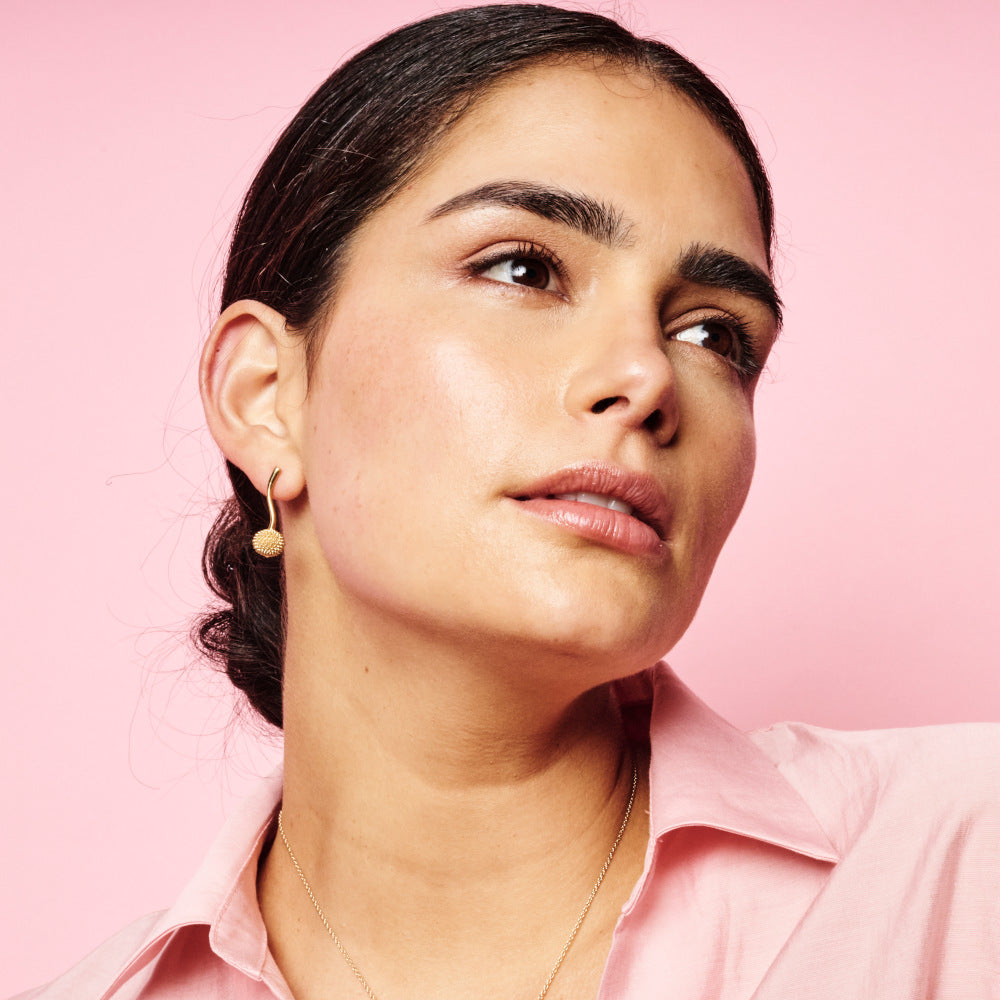 Pom Pom Drop Earrings - Gold Vermeil