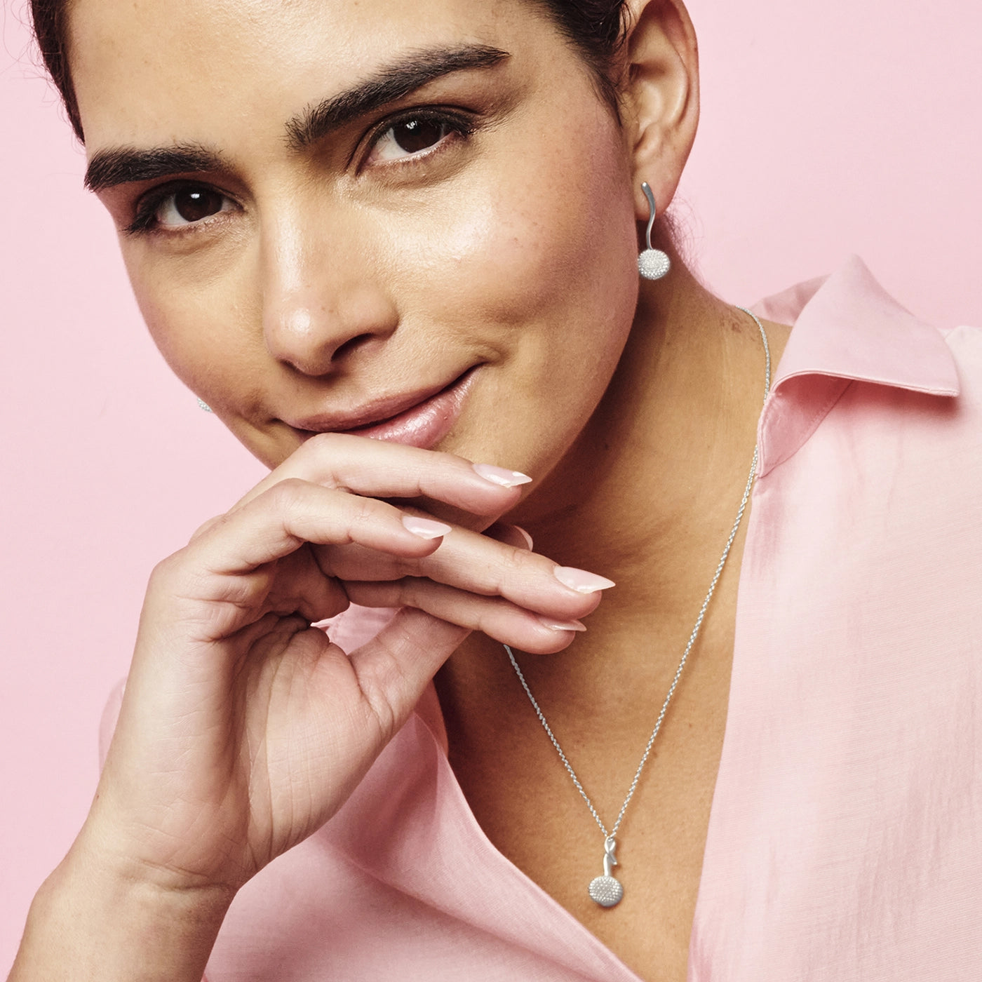 Pom Pom Pendant Necklace - Sterling Silver