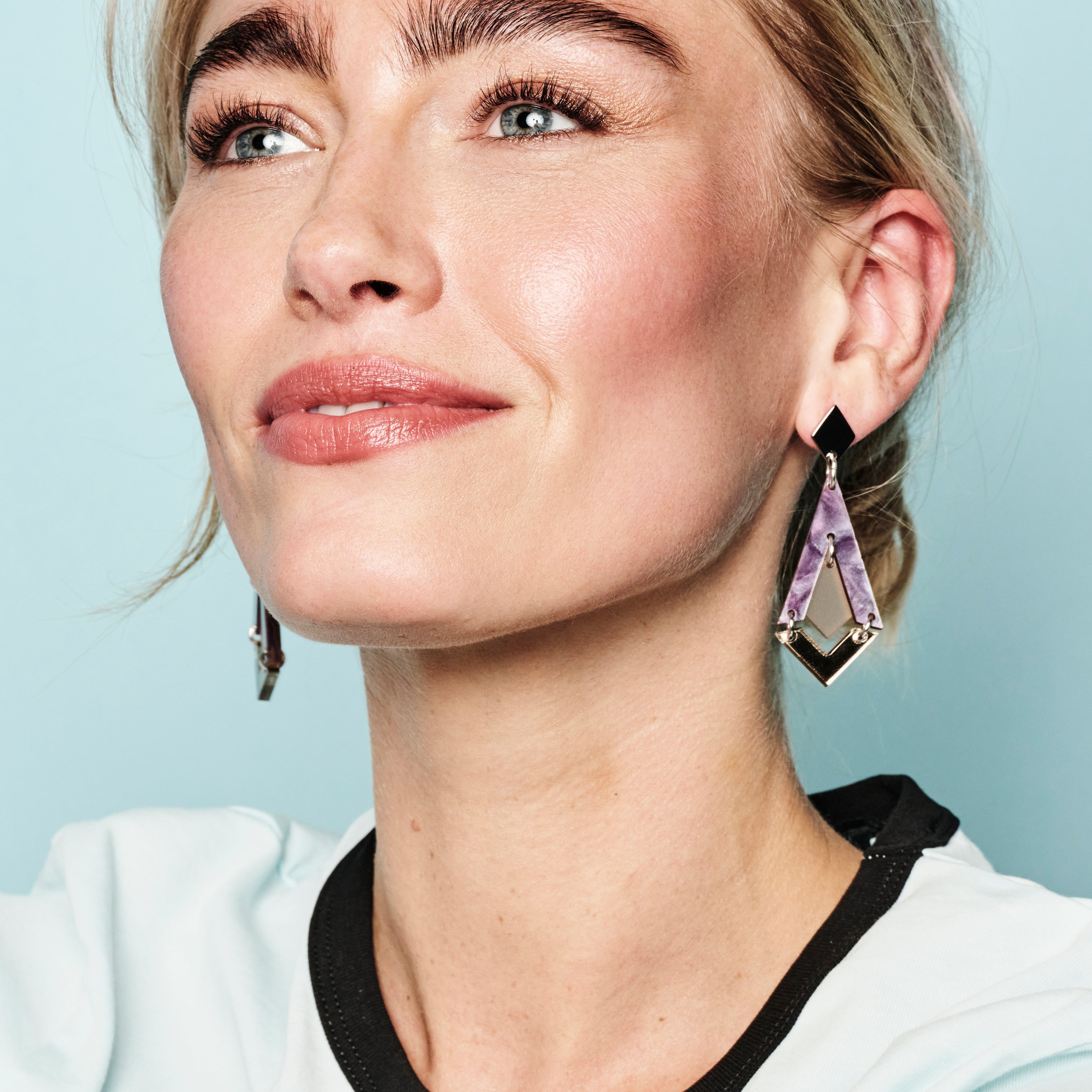 Art Deco Diamond Drop Earrings - Amethyst Pearl & Champagne