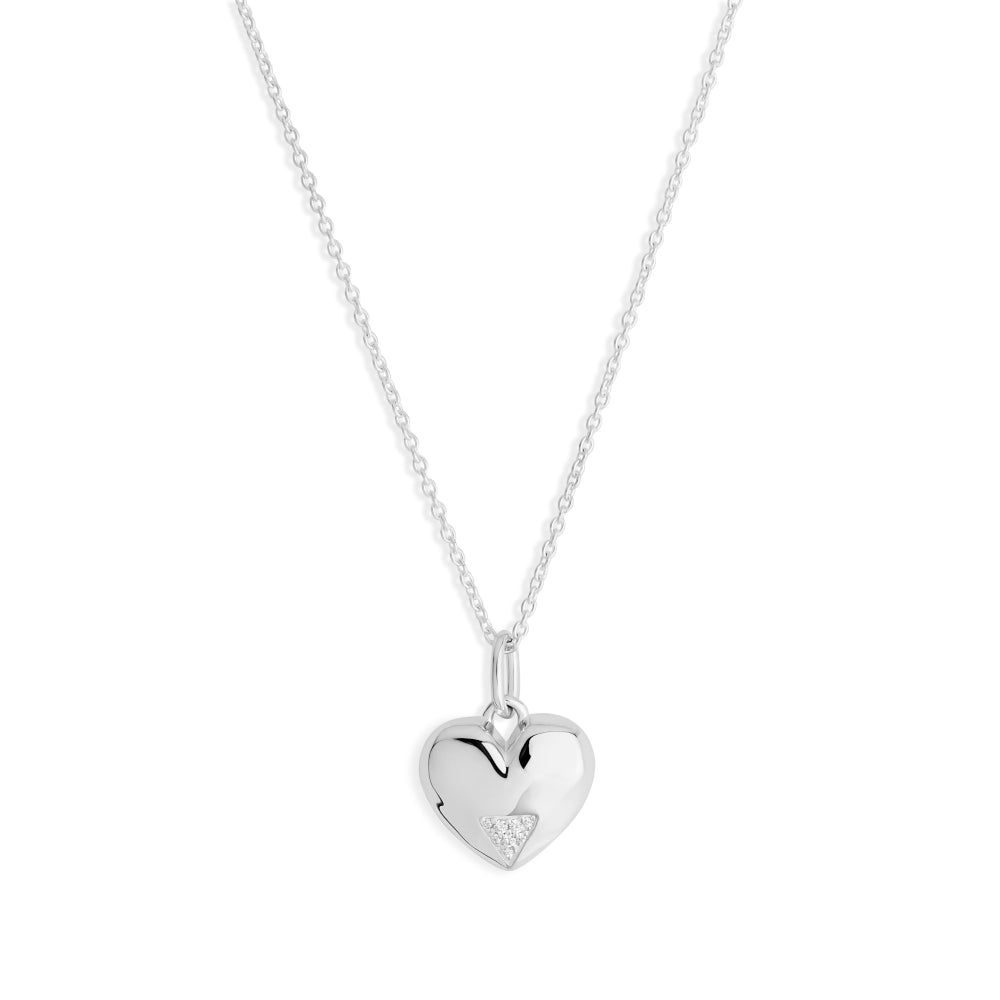 Art Deco Hearts Pendant - Silver & Cubic Zirconia