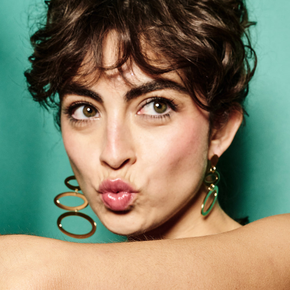 Asymmetric Ellipse Earrings - Gold Vermeil