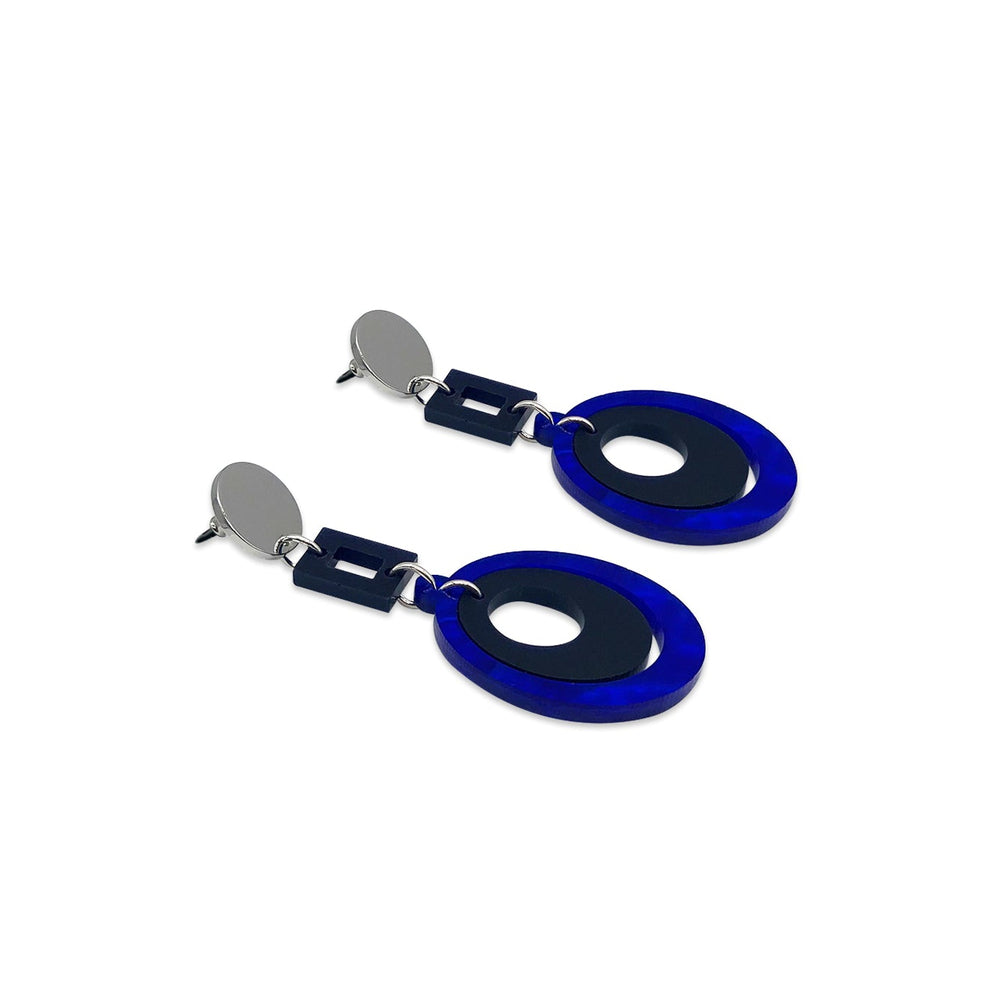 Barbarella Earrings - Royal Blue & Navy Blue