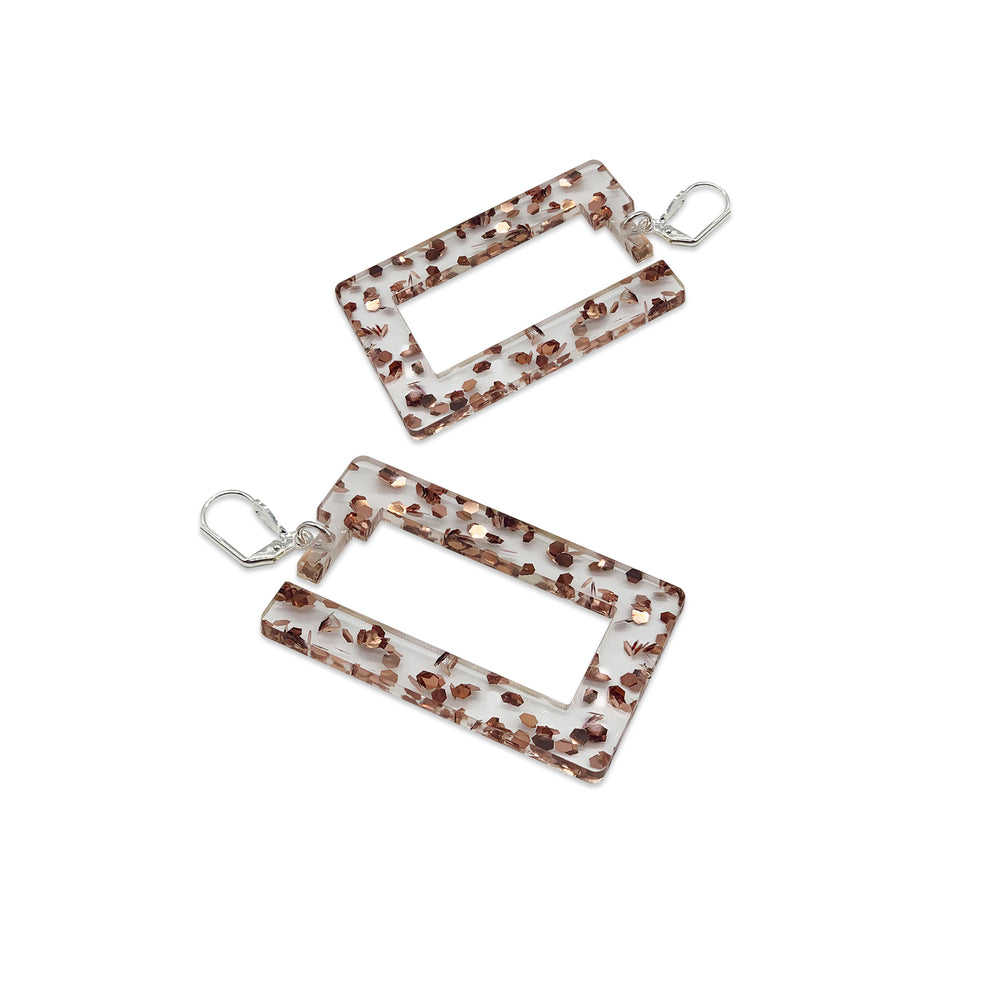 Boogie Square Earrings - Rose Gold Fleck
