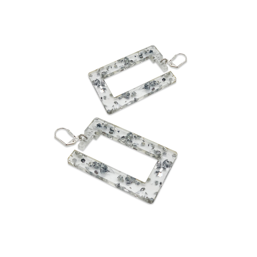 Boogie Squares Earrings - Silver Fleck