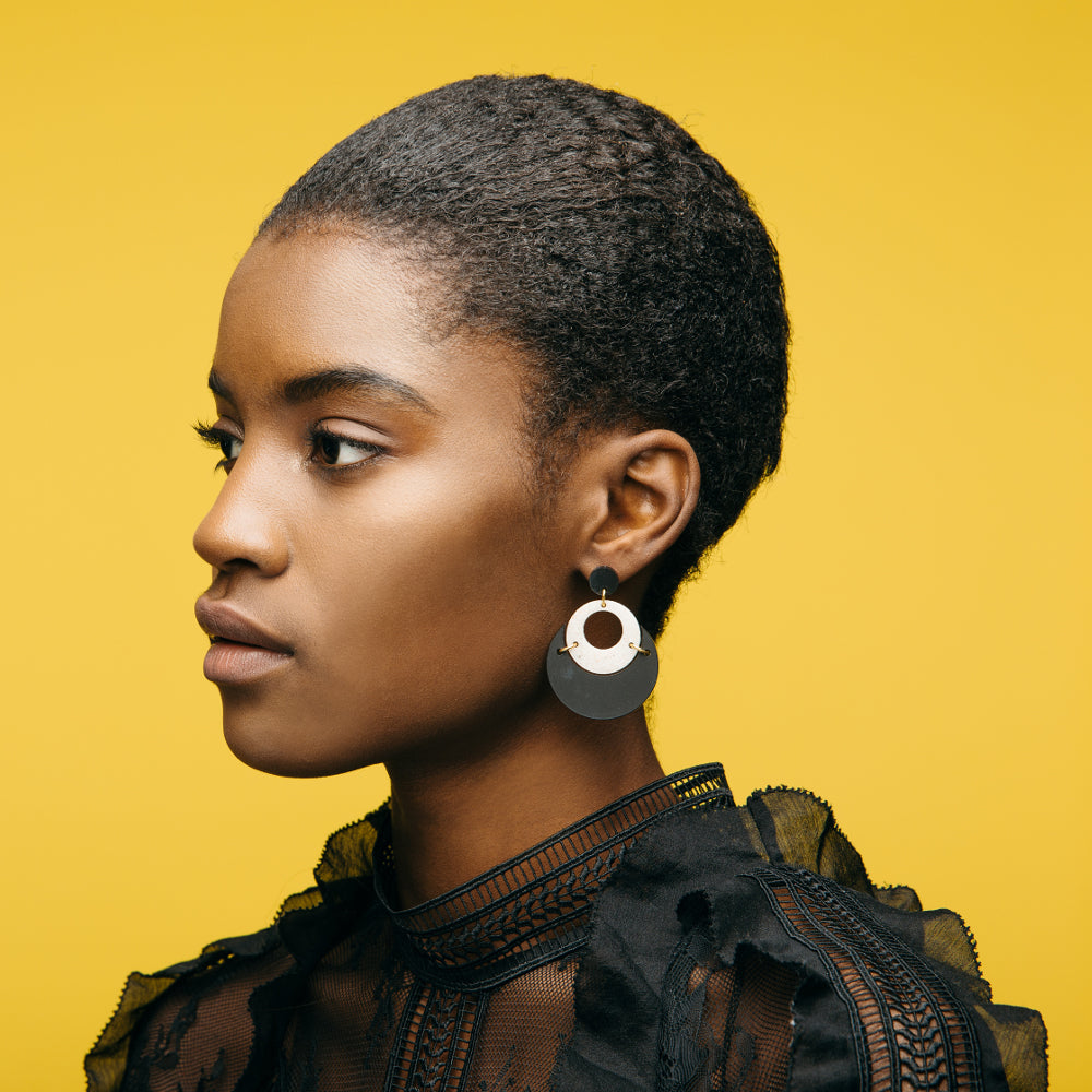 By Moonlight Earrings - Black & Stone