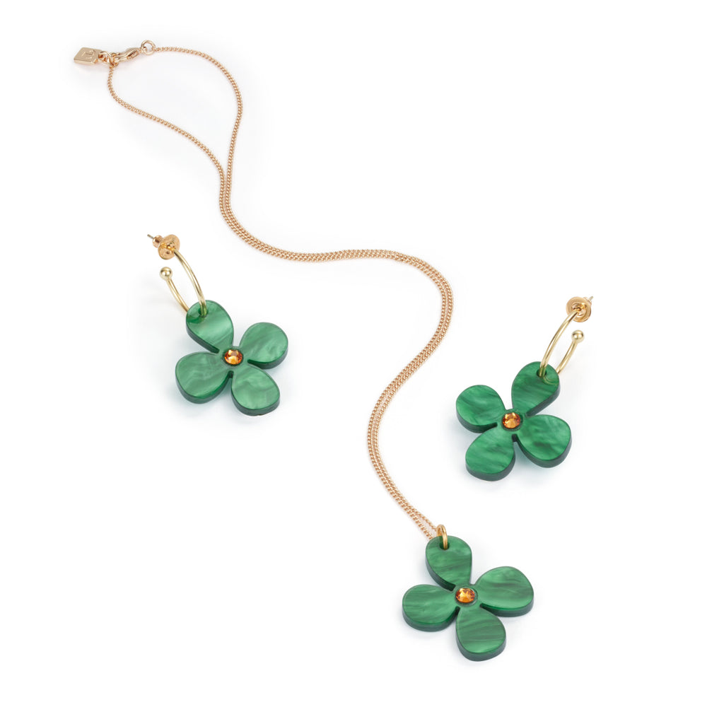 Daisy Pendant Necklace - Grass Green