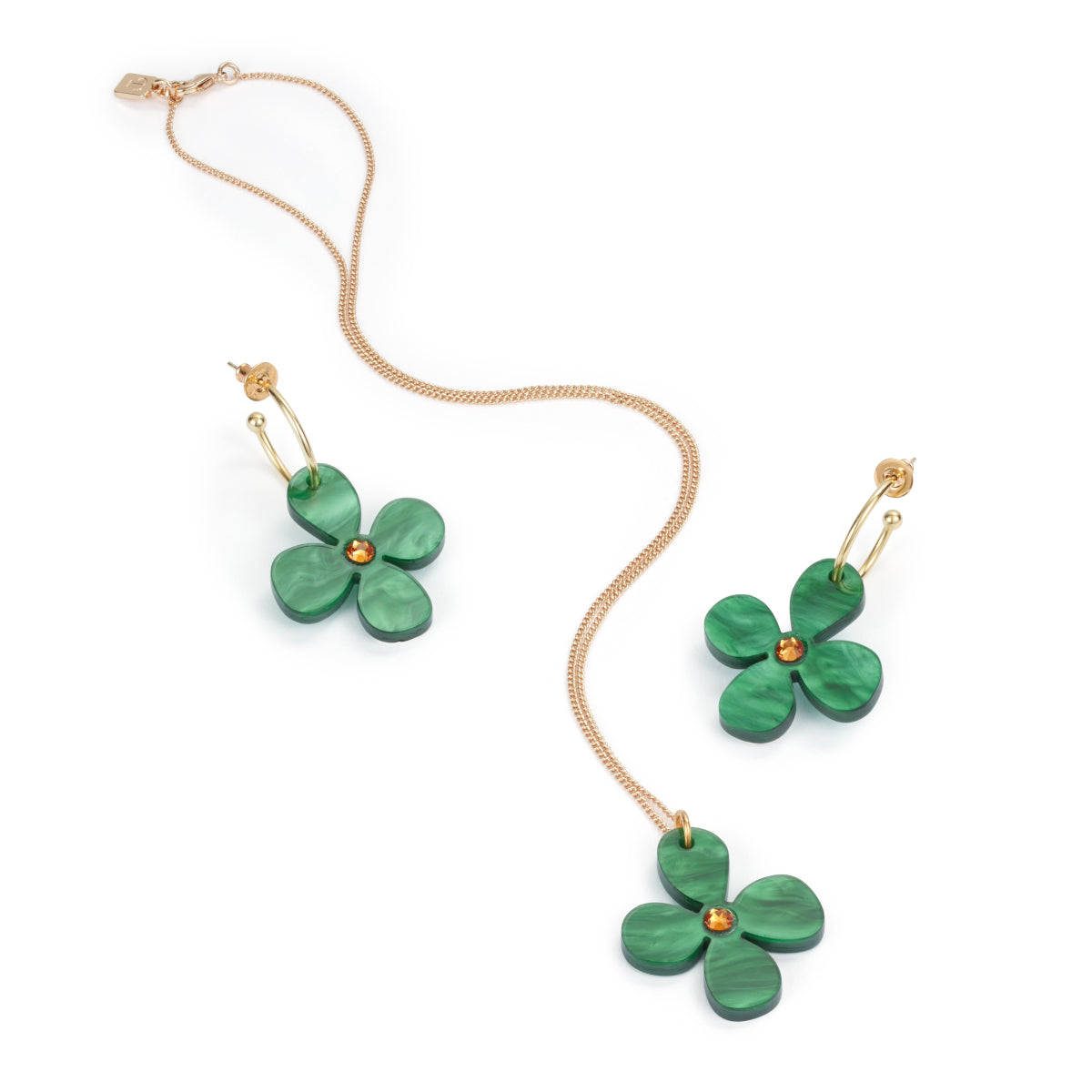 Daisy Pendant Necklace - Grass Green