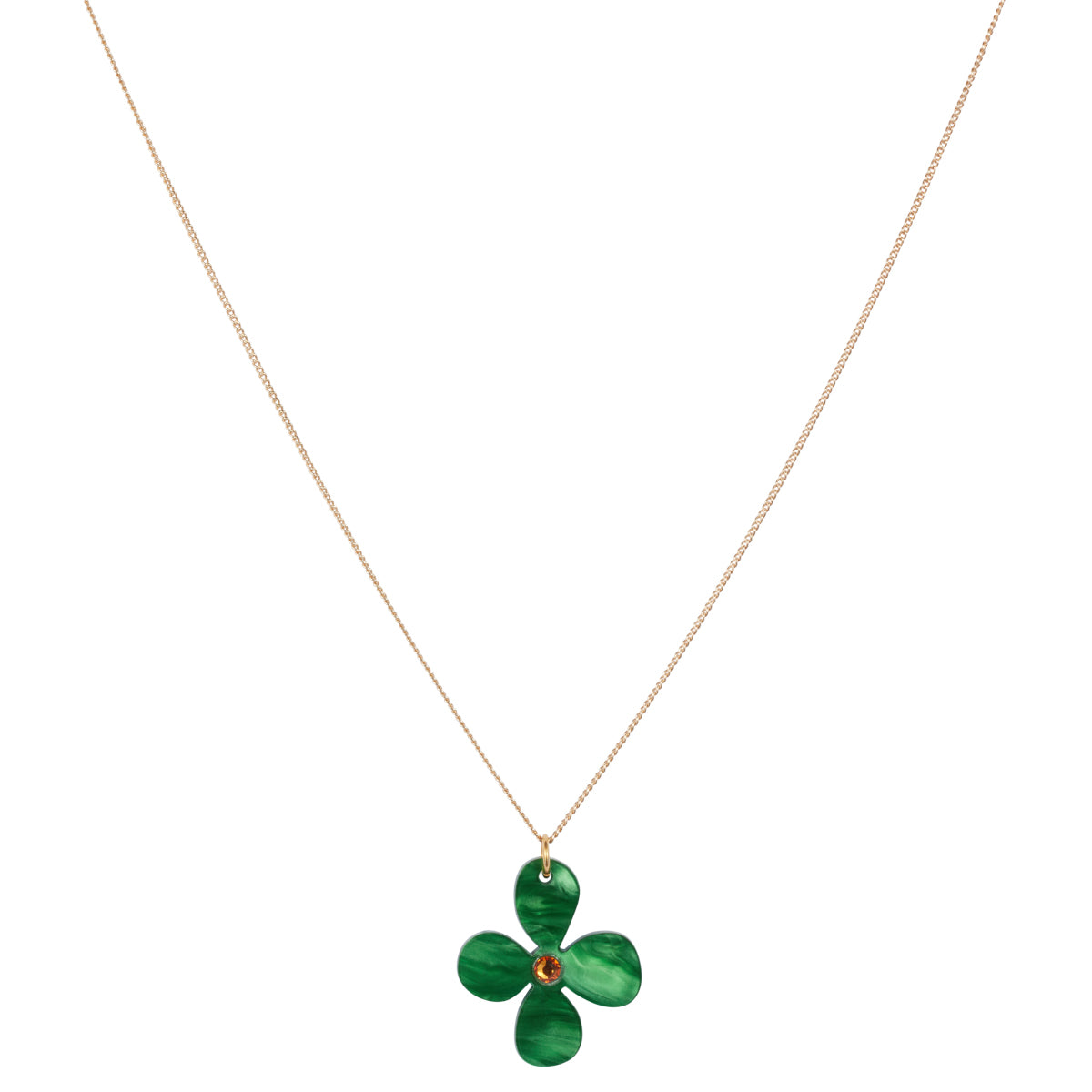 Daisy Pendant Necklace - Grass Green