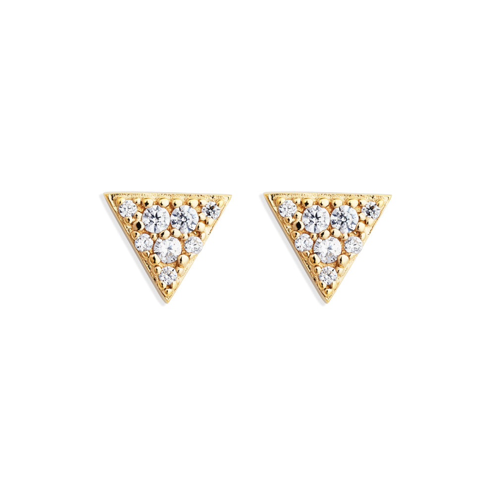 Deco Triangle Studs - Gold Vermeil & Cubic Zirconia