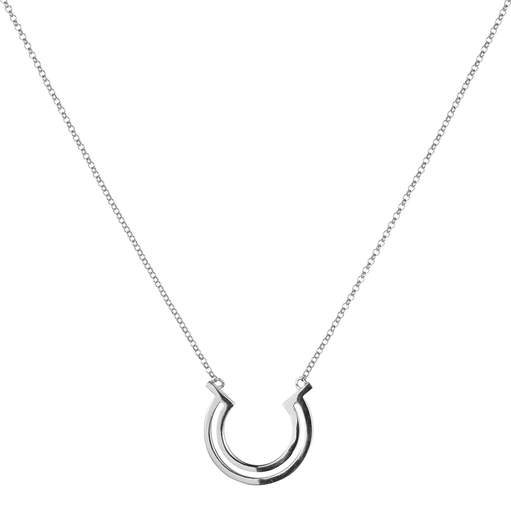 Double Hoop Necklace - Sterling Silver