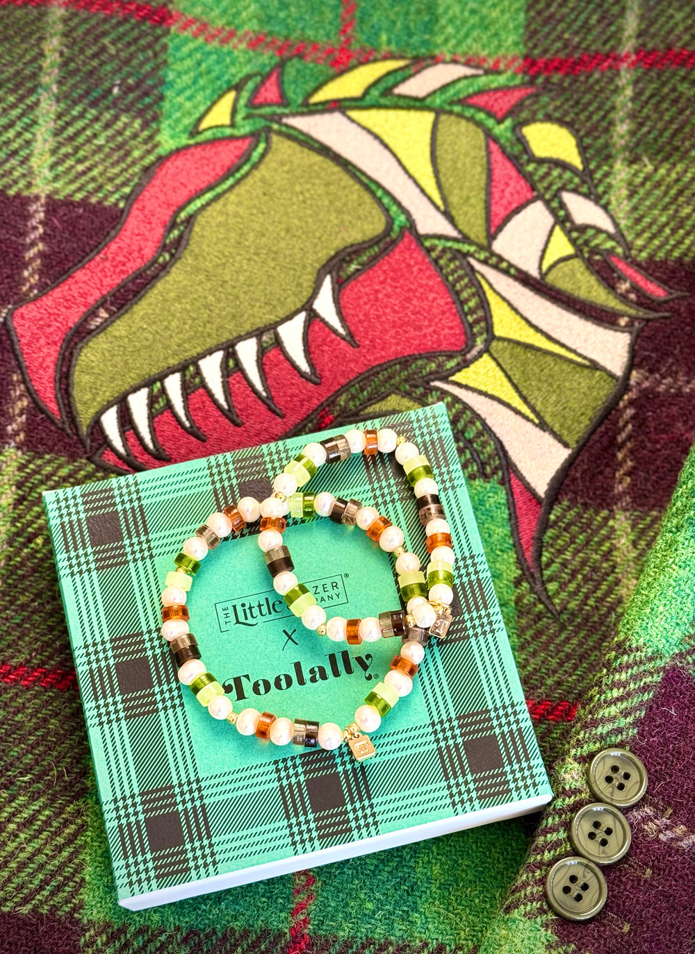 Toolally x LBC Bracelet - Green Tweed