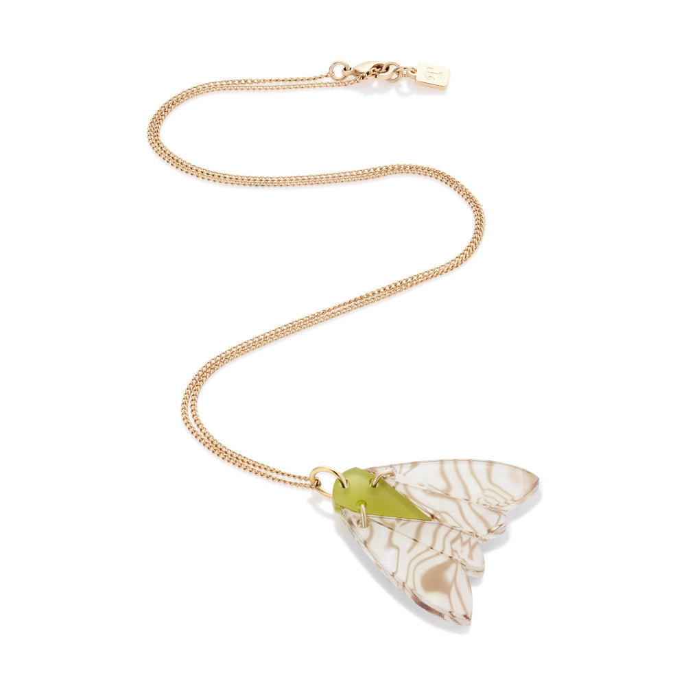 Gossamer Pendant Necklace - Shell & Lime Zest Green