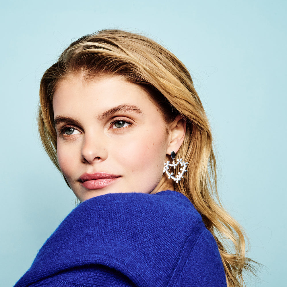 Hearts In Flowers Earrings - Sterling Silver