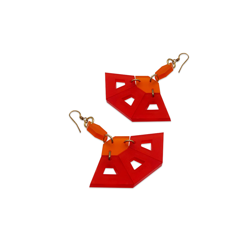 Flamenco Earrings - Chilli Red & Mandarin
