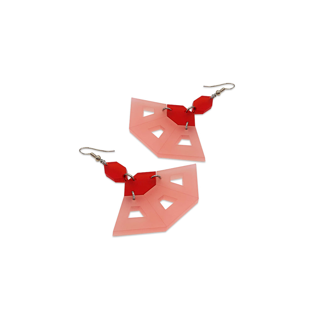Flamenco Earrings - Blush Pink & Chilli Red