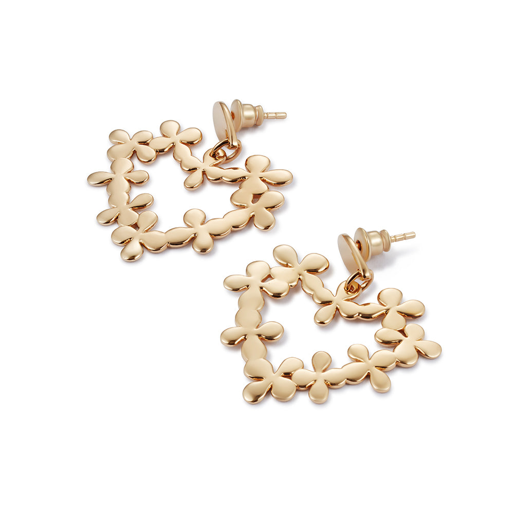 Hearts In Flowers Earrings - Gold Vermeil