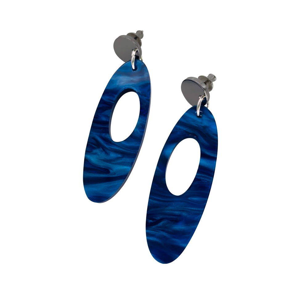 Hepworth Earrings - Dark Blue Swirl