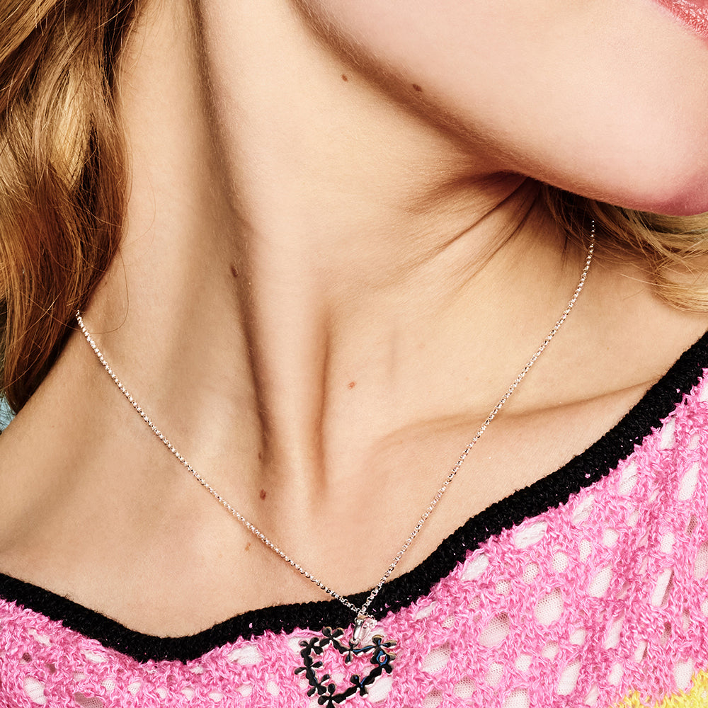 Hearts In Flowers Pendant Necklace - Sterling Silver