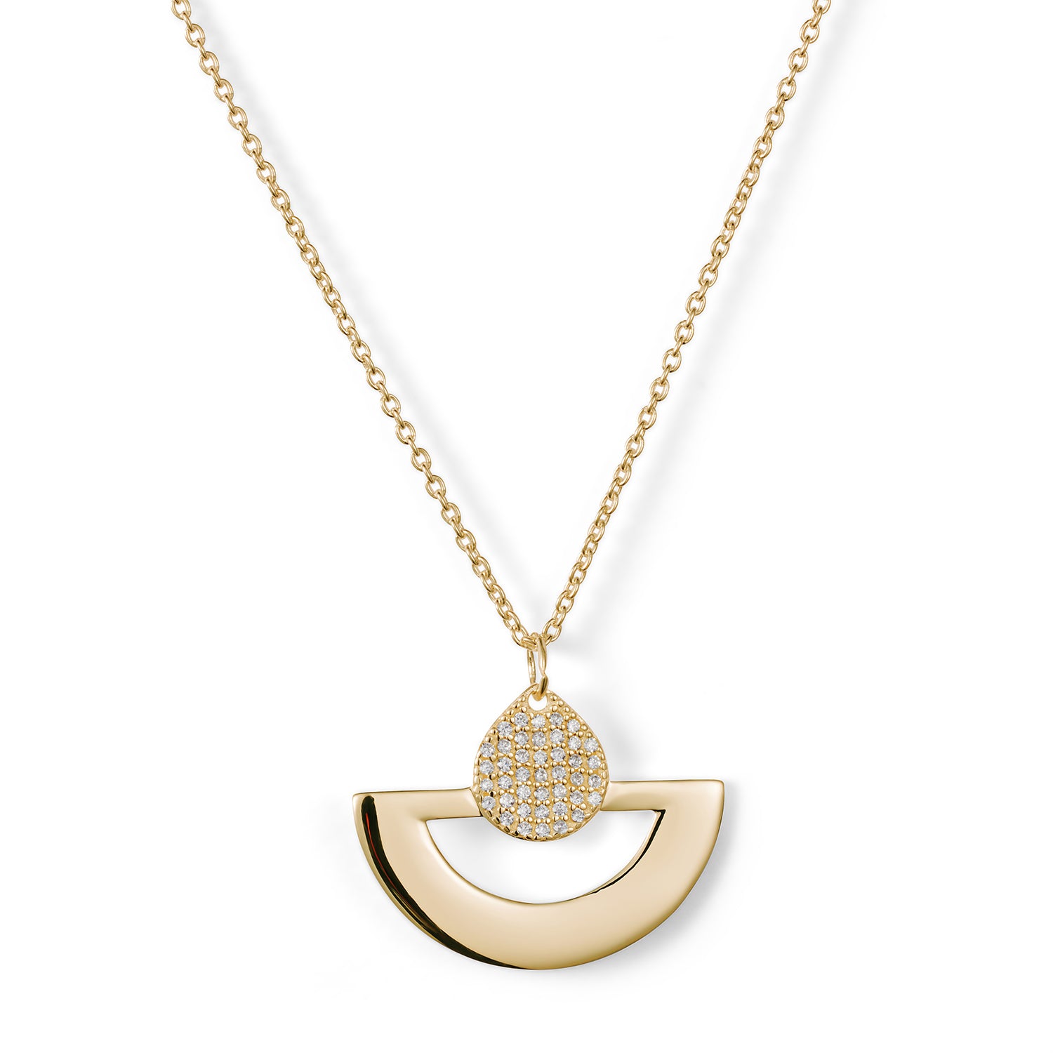 Mini Fan Pendant Necklace - Gold