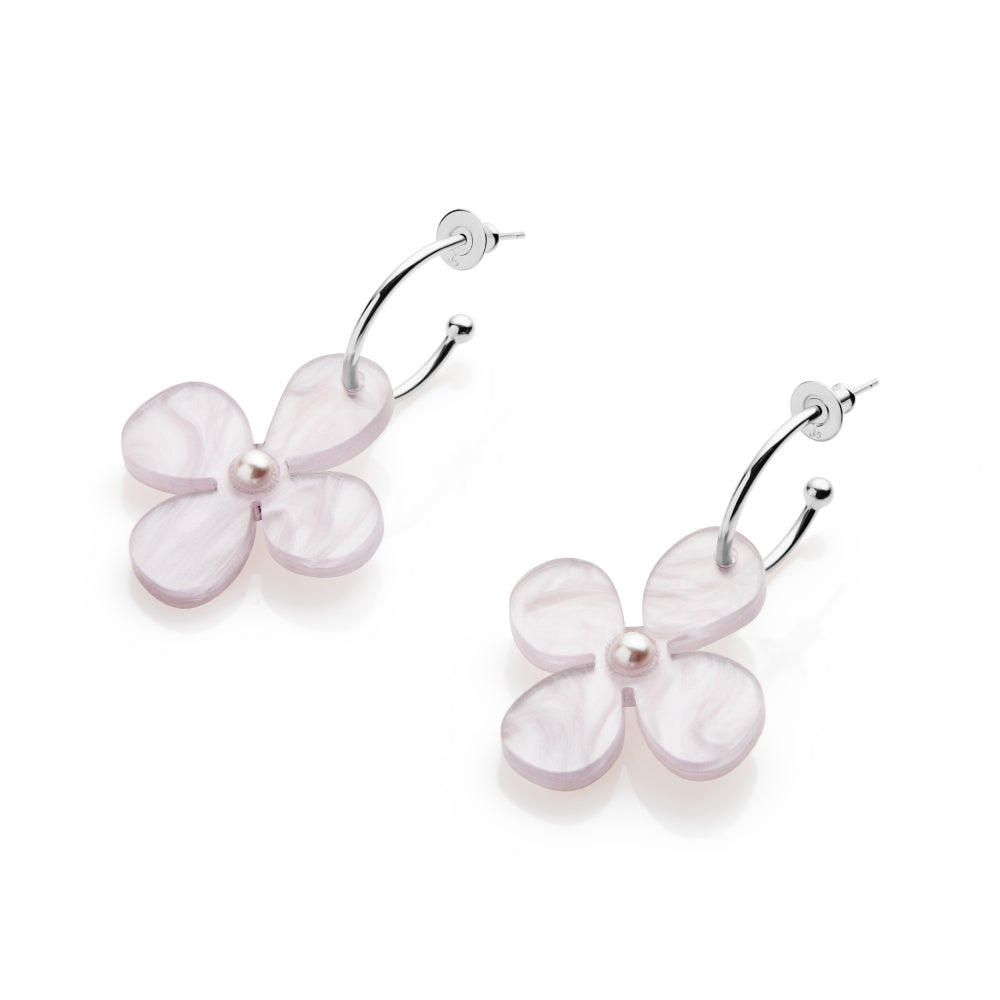 Daisy Hoop Earrings - Mauve Pearl
