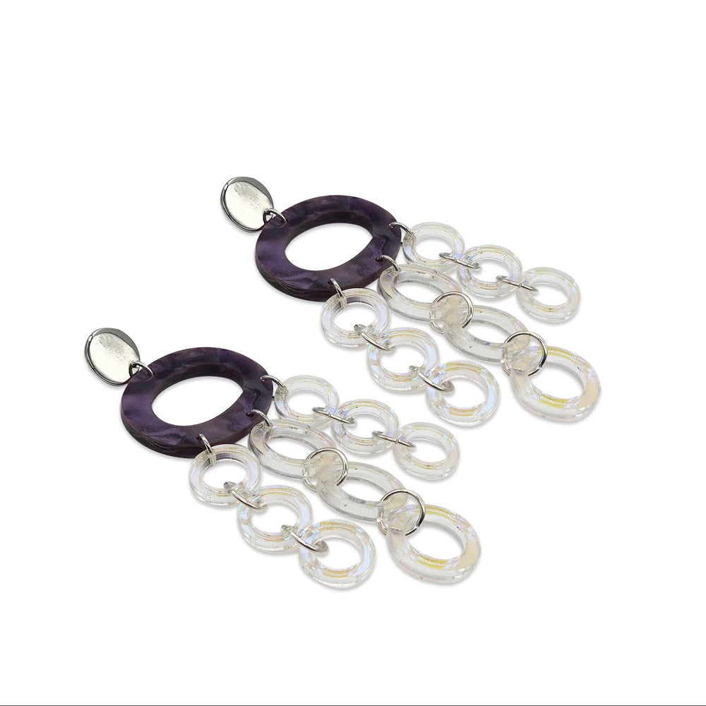 Oh What A Night Chandelier Earrings - Amethyst Pearl & Iridescent
