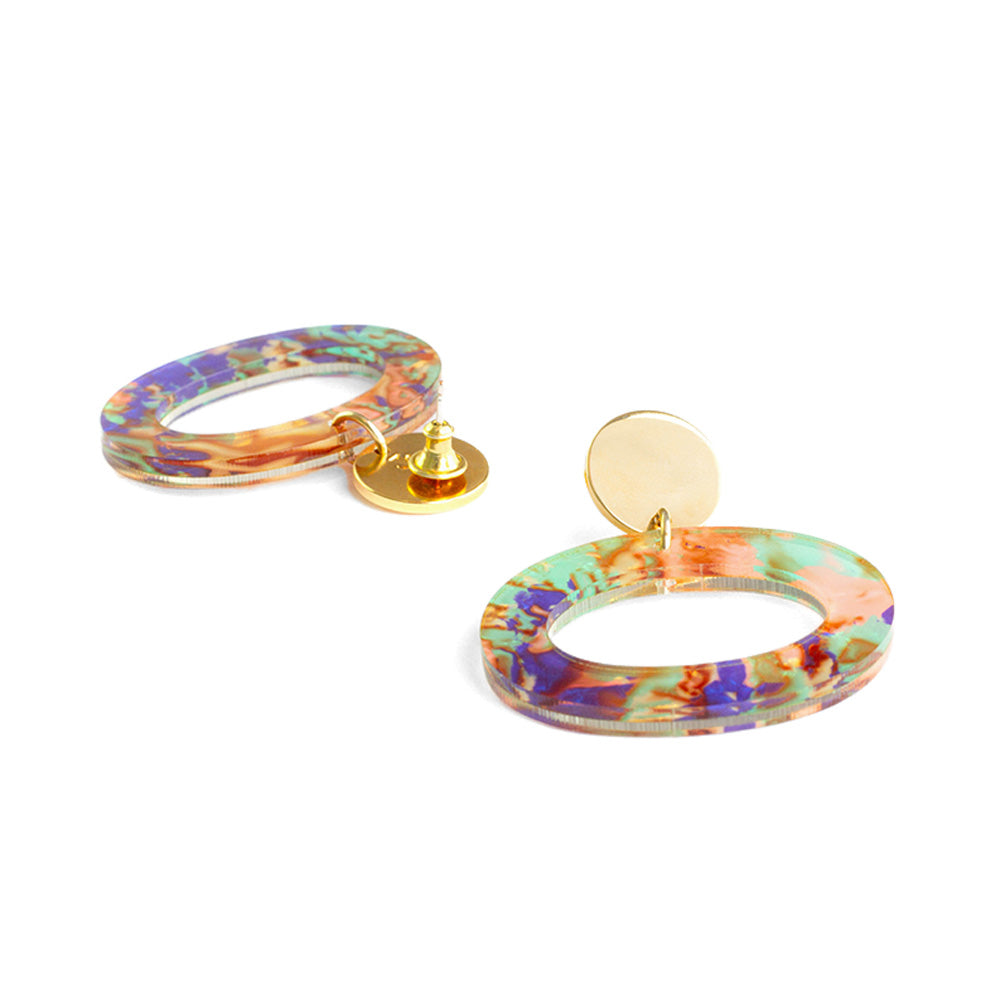 The Oh Earrings -Blue Splatter