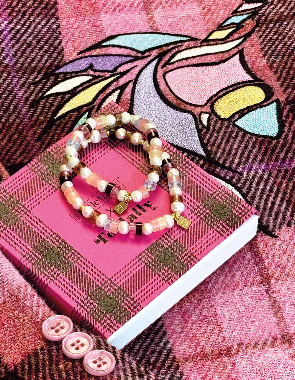Toolally x LBC Bracelet - Pink Tweed