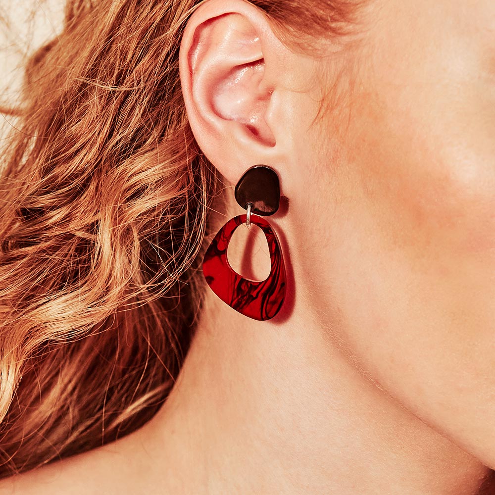 Pebble Drop Earrings - Red Tortoiseshell