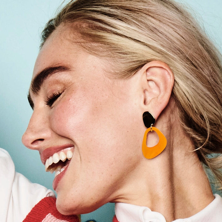 Pebble Drop Earrings - Orange Pearl