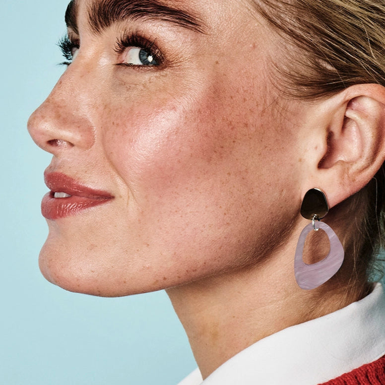 Pebble Drop Earrings - Mauve Pearl