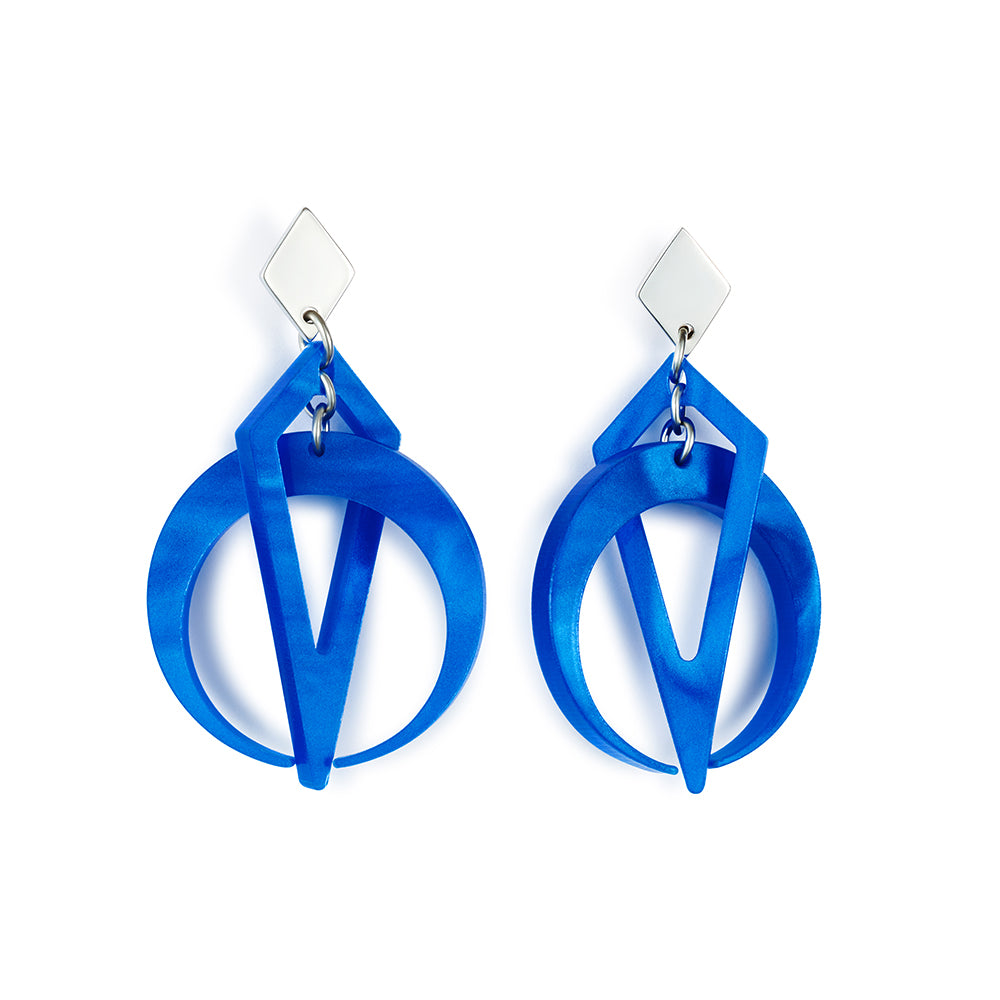 Petite Crescent Hoop Earrings - Royal Blue