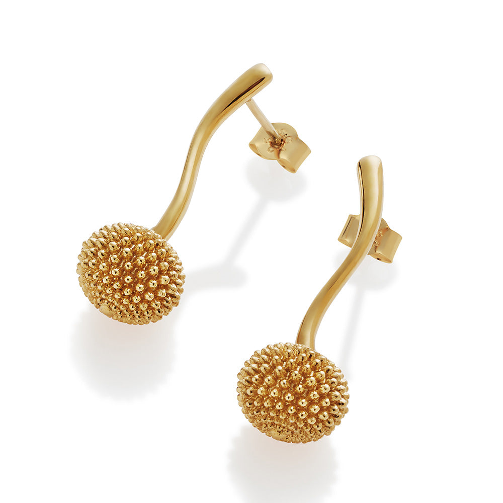 Pom Pom Drop Earrings - Gold Vermeil