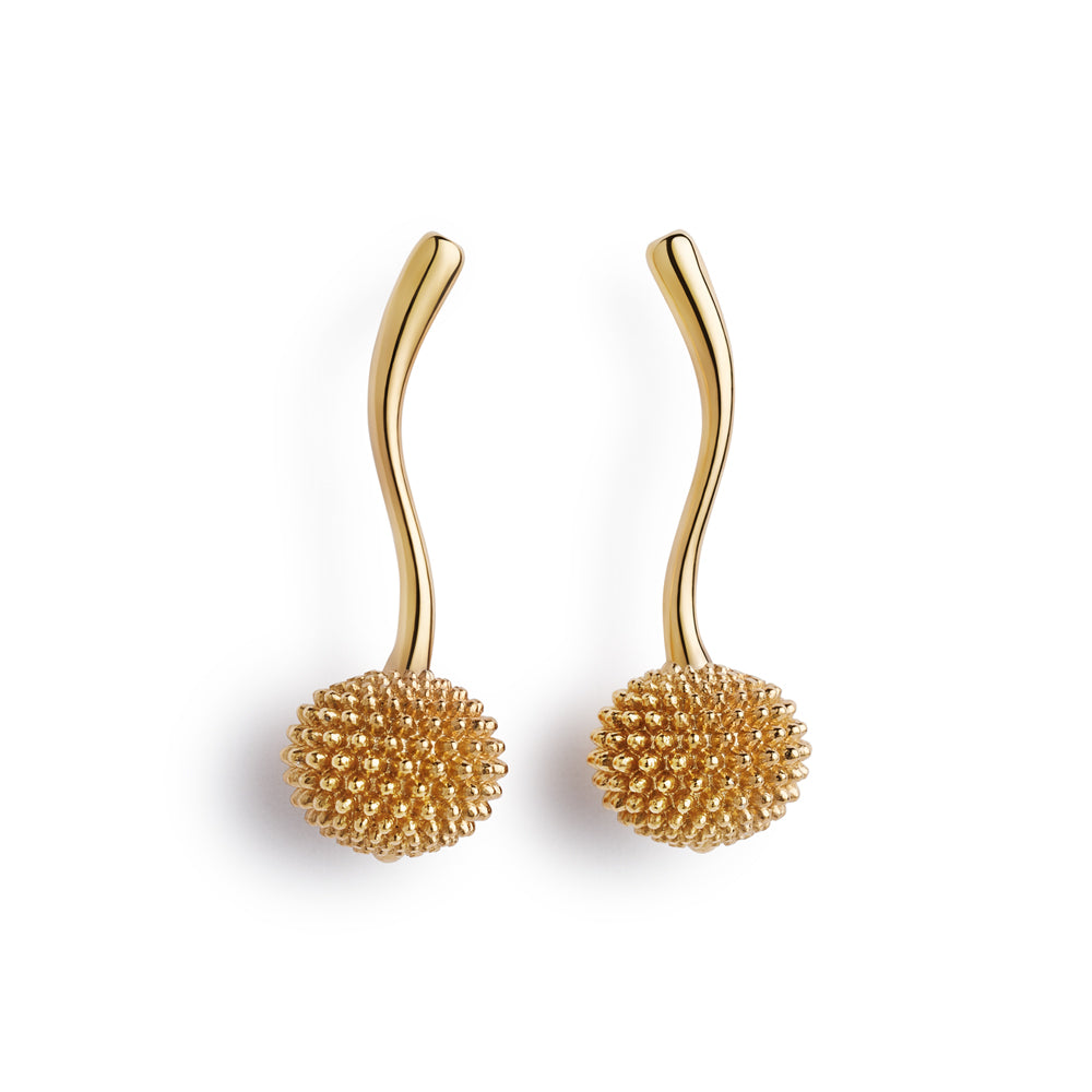 Pom Pom Drop Earrings - Gold Vermeil