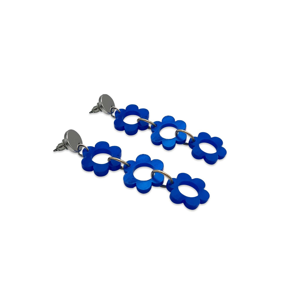 Quant Flower Drop Earrings - Royal Blue