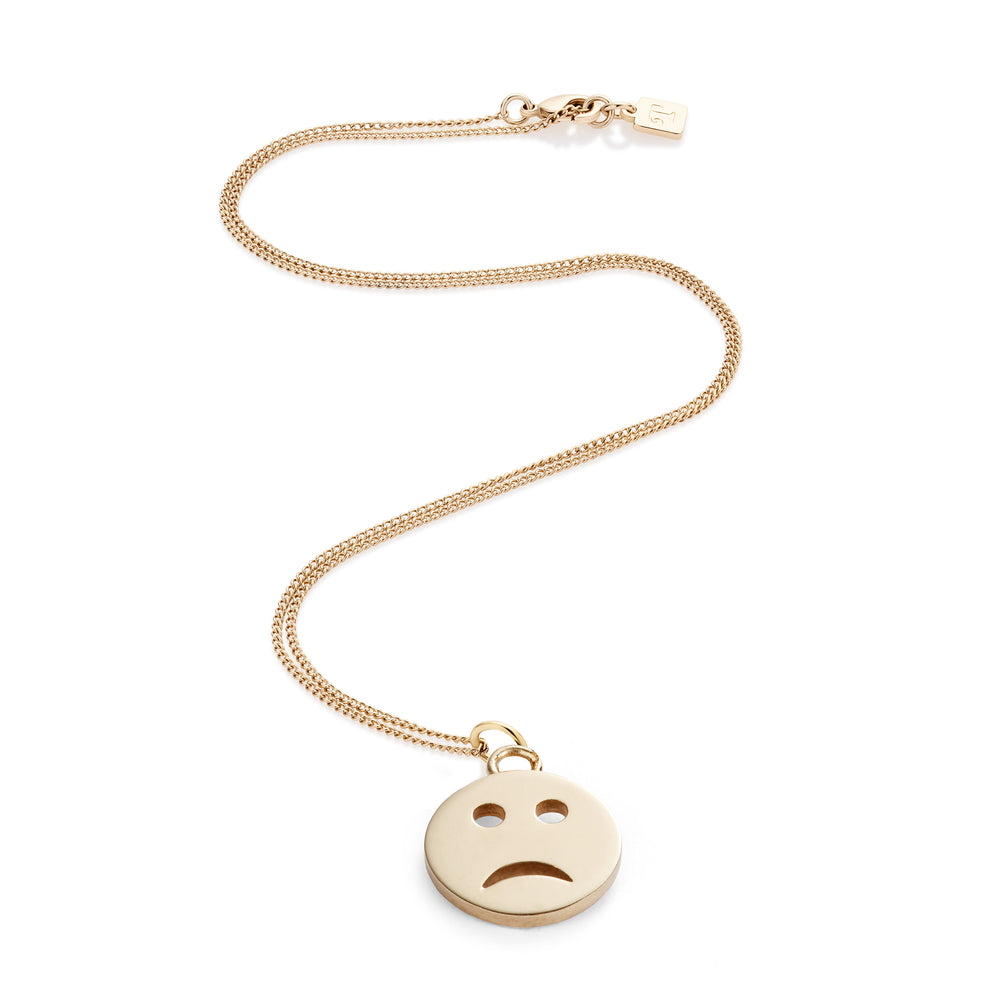 Mood Pendant Necklace Gold Vermeil - Sad