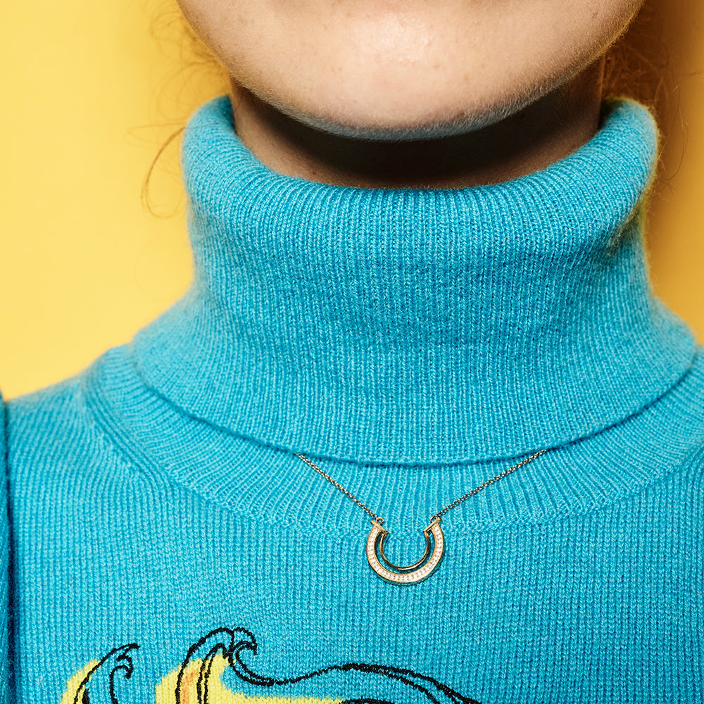 Double Hoop Necklace - Gold Vermeil & Cubic Zirconia