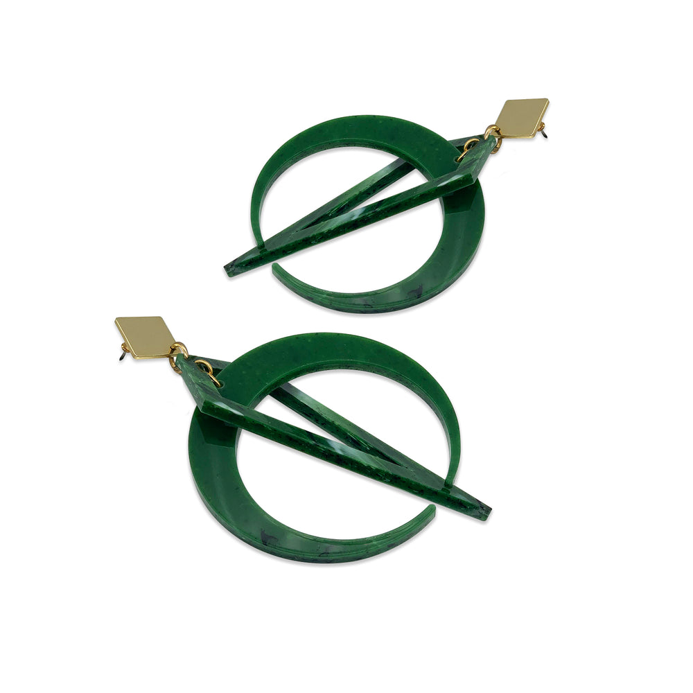 Statement Crescent Hoops - Jade
