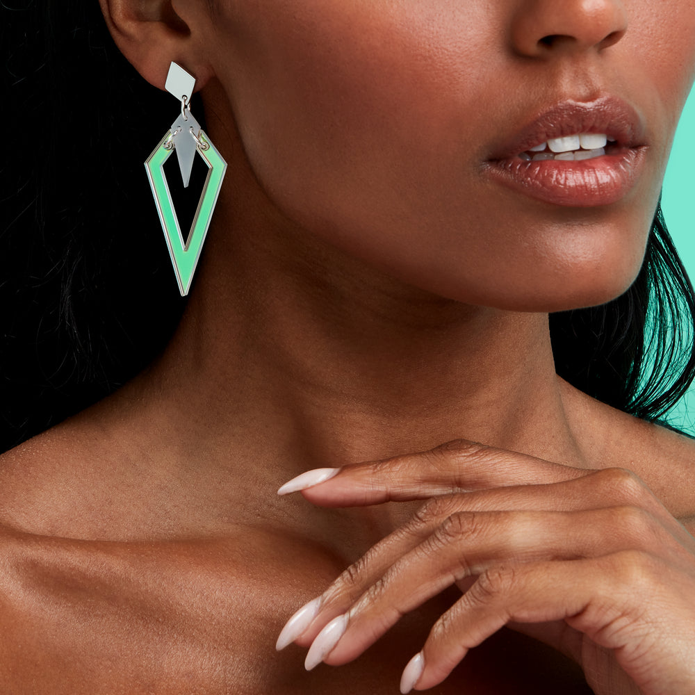 Arrowhead Earrings - Iridescent and White Frost