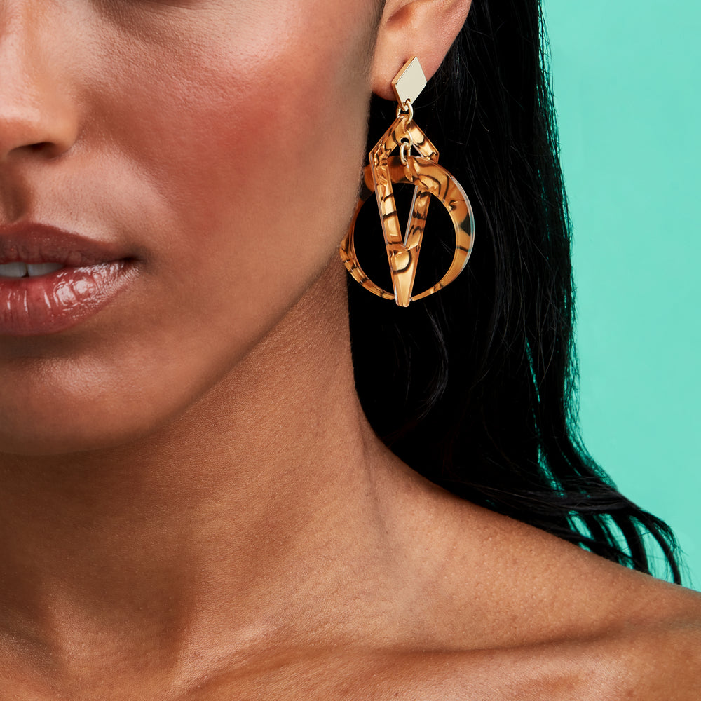 Petite Crescent Hoop Earrings - Tiger Shell