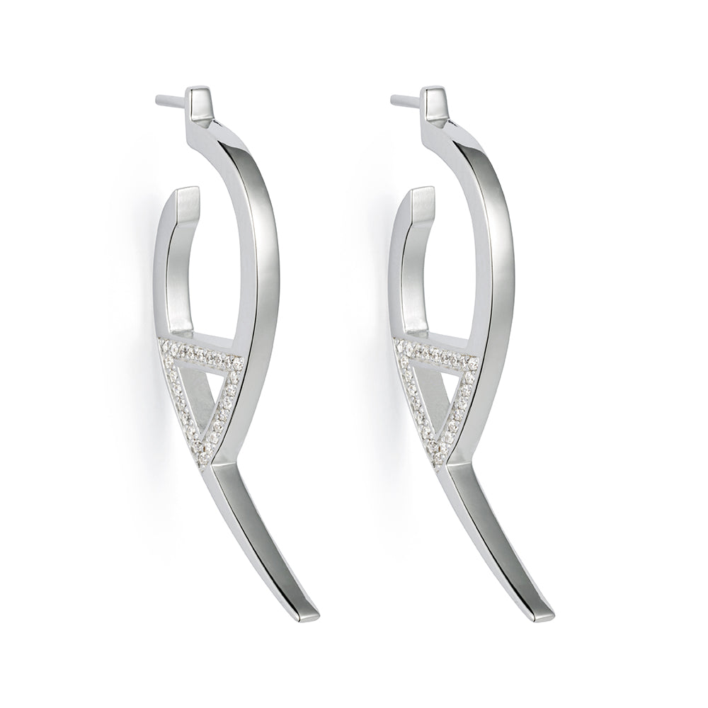 Flick Earrings - Sterling Silver & Cubic Zirconia