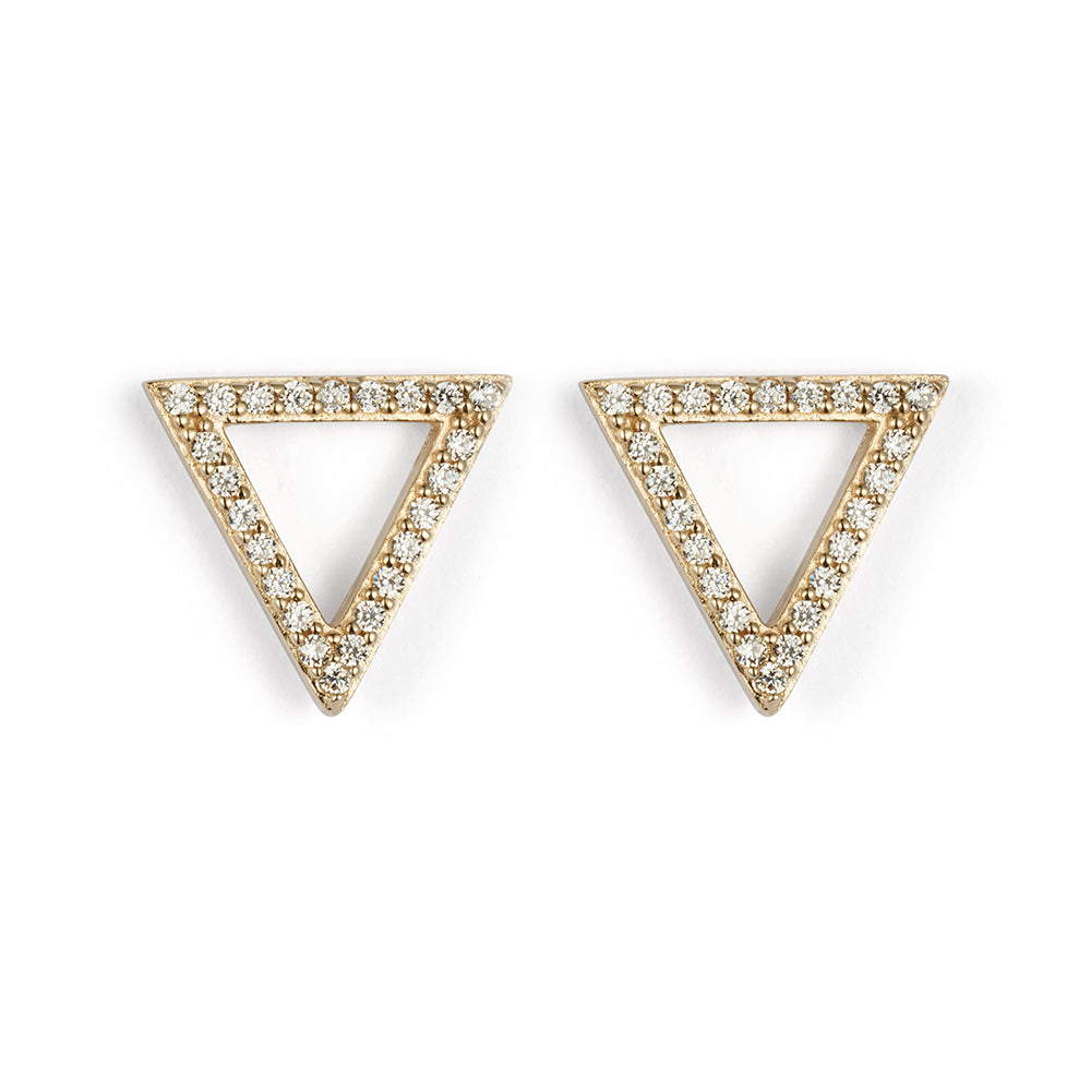 Triangle Stud Earrings - Gold Vermeil & Cubic Zirconia