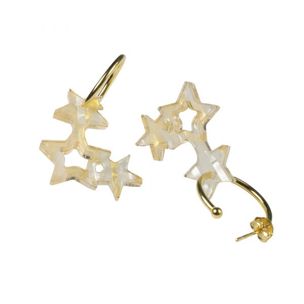 Falling Star Hoops - White & Gold Confetti