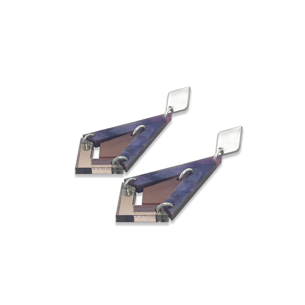 Art Deco Diamond Drops - Amethyst Pearl & Champagne