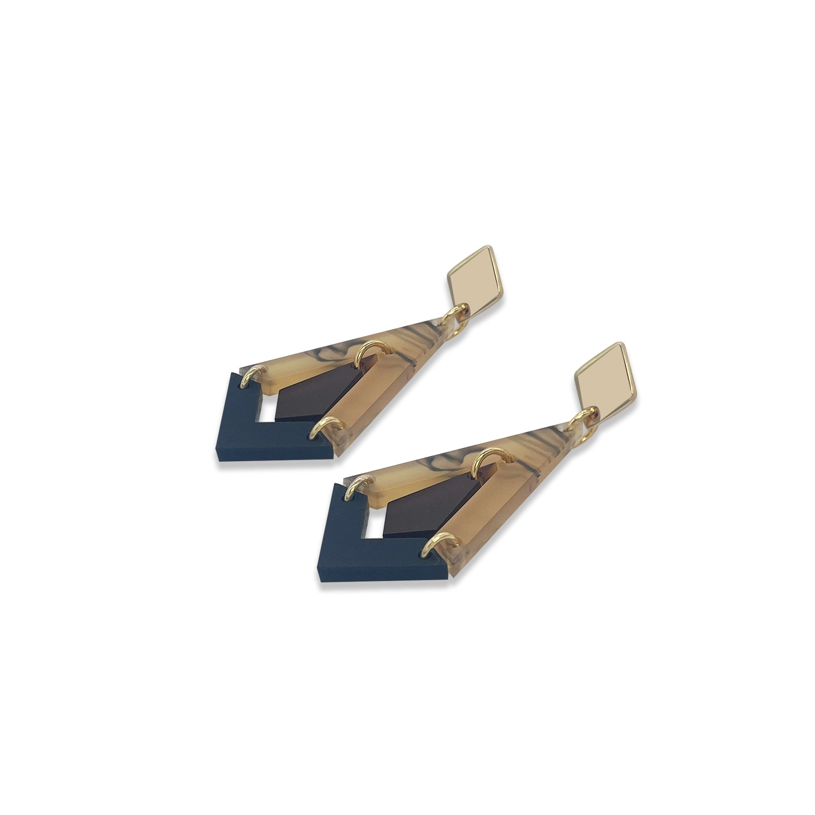 Art Deco Diamond Drop Earrings - White Tortoiseshell, Earth & Black