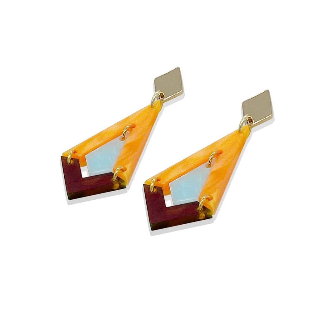 Art Deco Diamond Drops - Orange Pearl, Island Blue & Tortoiseshell